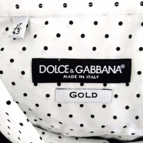 Dolce & Gabbana Shirt Mens Black White Dots Tuxedo Size 43 NEW with Tags - Picture 3 of 6